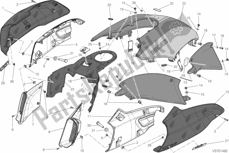 Toutes les pièces pour le Couvertures, Réservoir du Ducati Diavel Titanium 1200 2015